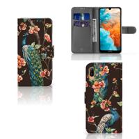 Huawei Y6 (2019) | Telefoonhoesje | Met pasjeshouder | Pauw met Bloemen