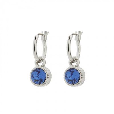 Biba Hang Oorbellen Zilver met Swarovski Steentje Sapphire