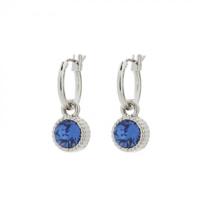 Biba Hang Oorbellen Zilver met Swarovski Steentje Sapphire