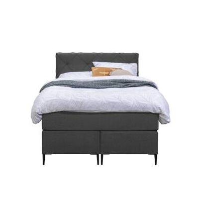 Boxspring Liv geruit - antraciet - 120x200 cm - slanke poot - Leen Bakker