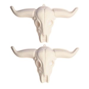 2x stuks western thema decoratie 3D pvc schedel stier 75 x 43 cm