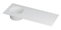 Wastafel UFO porselein rond links met 1 kraangat links 120 cm x 48 cm x 18 cm Glans wit 0300951