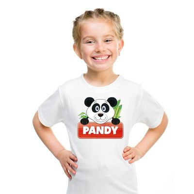 T-shirt wit voor kinderen met Pandy de panda