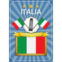 Poster Italia met Forza Italia tekst - Formaat: A2 - 59 x 42 cm - feestartikelen