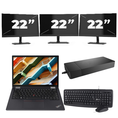 Lenovo ThinkPad X13 Yoga Gen 2 - Intel Core i5-11e Generatie - 13 inch - 16GB RAM - 256GB SSD - Windows 11 Home + 3x 22 inch Monitor Lenovo ThinkPad X13 Yoga Gen 2 - Intel Core i5-11e Generatie - 13 inch - 16GB RAM - 256GB SSD - Windows 11 Home + 3x 22 inch Monitor