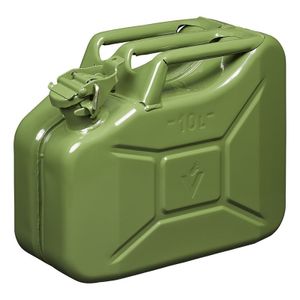 Metalen jerrycan legergroen voor brandstof 10 liter