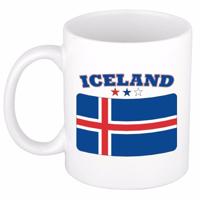 Supporters koffie mok - drink beker - vlag van IJsland - wit - 300 ml