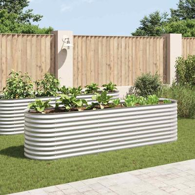 Plantenbak verhoogd 320x80x81 cm gegalvaniseerd staal zilver