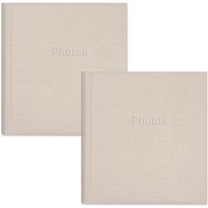 2x Fotoboek/fotoalbum met 30 paginas creme 29 x 31 x 4 cm