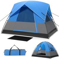 3-Persoons Kampeertent Lichtgewicht Buiten Koepeltent met Grondzeil Uitneembare Regengaas met Draagtas voor Wandelen 200x146x130 cm