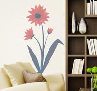 Sticker roze bloem