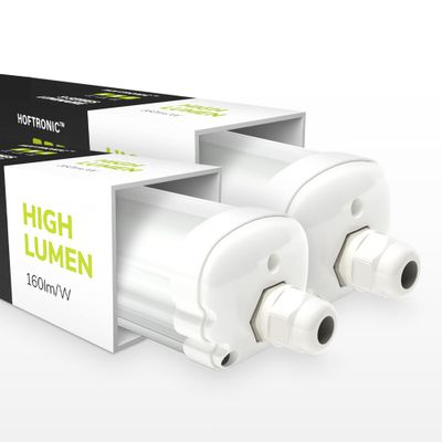 HOFTRONIC™ Set van 2 LED TL armaturen 150cm - IP65 Waterdicht - 32 Watt 5120 Lumen (160lm/W) - 4000K Neutraal wit - Koppelbaar - IK07 - S-Series Tri-Proof plafondverlichting