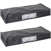 2x Stuks dekbed/kussen opberghoes antraciet grijs met vacuumzak 100 x 45 x 15 cm