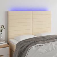 Hoofdbord LED 144x5x118/128 cm stof crèmekleurig