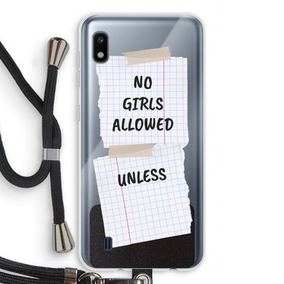 No Girls Allowed Unless: Samsung Galaxy A10 Transparant Hoesje met koord