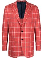 Kiton blazer en cachemire mélangé à carreaux - Rouge - thumbnail