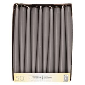 Dinerkaarsen/kandelaarkaarsen Mega pack - 50x stuks - lichtgrijs - Gotisch - 25 cm