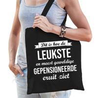 Pensioen cadeau tas - leukste gepensioneerde - zwart - afscheid