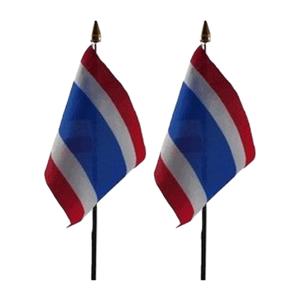 Thailand - 2x - mini vlaggetje van 10 x 15 cm op stokje - Landen vlag - H27 cm