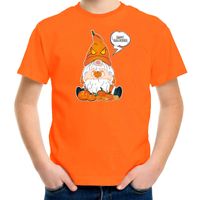Halloween verkleed t-shirt voor kinderen - pompoen kabouter/gnome - oranje - themafeest outfit - thumbnail