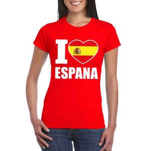 Rood I love Spanje fan shirt dames