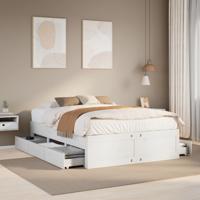 Bedframe zonder matras met lades grenenhout wit 150x200 cm