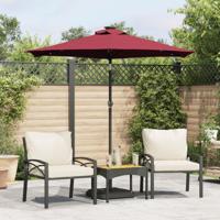 VidaXL Parasol met led&apos;s en stalen paal 225x225x212 cm bordeauxrood