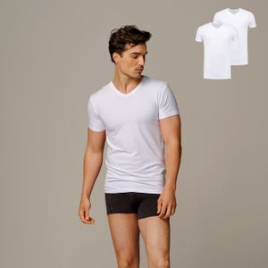 Bamigo Johnson Slim Fit T-shirts V-Hals Wit (2-pack)