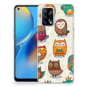 OPPO A74 4G TPU Hoesje Vrolijke Uilen