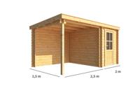 Blokhut met overkapping Els 450 cm bij 250 cm diep Lessenaarsdak - Warentuin collection