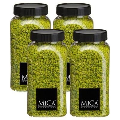 Mica Decorations decoratie stenen/granulaat - 4x - 650ml - groen - hobby steentjes