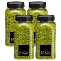 Mica Decorations decoratie stenen/granulaat - 4x - 650ml - groen - hobby steentjes