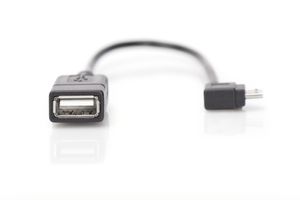 Digitus USB 2.0 Adapter [1x Micro-USB 2.0 B stekker - 1x USB 2.0 bus A] AK-300313-002-S 15.00 cm Rond, Afgeschermd (dubbel), Met OTG-functie