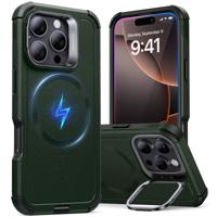 iPhone 16 Pro Max Cyber Tough Case with Stash Stand (HaloLock) Dark Green