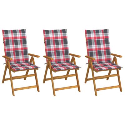 Tuinstoelen 3 st inklapbaar met kussens massief acaciahout