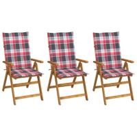 Tuinstoelen 3 st inklapbaar met kussens massief acaciahout