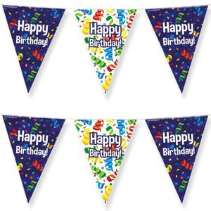 Paperdreams Vlaggenlijn - 2x - Happy birthday/verjaardags feest - 10m
