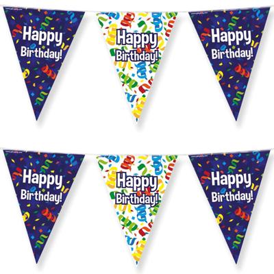 Paperdreams Vlaggenlijn - 2x - Happy birthday/verjaardags feest - 10m