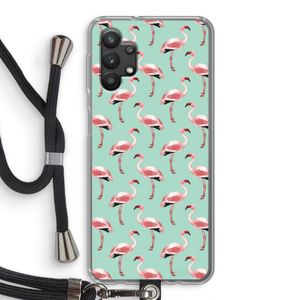 Flamingoprint groen: Samsung Galaxy A32 5G Transparant Hoesje met koord
