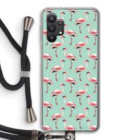 Flamingoprint groen: Samsung Galaxy A32 5G Transparant Hoesje met koord