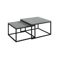 Meubella Salontafel Styler - Betonlook - Eiken - 70 cm - set van 2