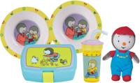 Serviesset - FUN HOUSE - T'CHOUPI - 2 soepborden Ø 16 cm, snackbox, rietje en knuffel 18 cm