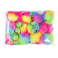 LG-Imports fluffy sleutelhanger regenboog bal, 12st.