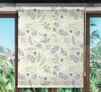 Rolgordijn bloemenprint Paarse bloemen op groene achtergrond