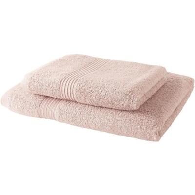 TODAY Set van 1 Badhanddoek 100% katoen 70x30 cm + 1 Badhanddoek 50x100 cm - Zandroos