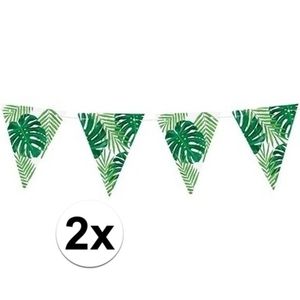 2x Groene DIY Hawaii thema feest vlaggenlijnen 1,5 meter