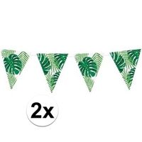 2x Groene DIY Hawaii thema feest vlaggenlijnen 1,5 meter - thumbnail