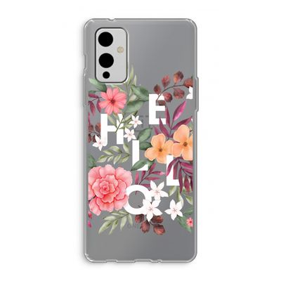 Hello in flowers: OnePlus 9 Transparant Hoesje