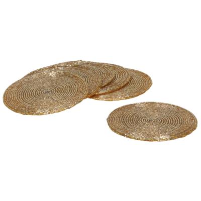 Gerimport Onderzetters - 6x stuks - kunststof - goud - 10 cm - voor glazen Gerimport Onderzetters - 6x stuks - kunststof - goud - 10 cm - voor glazen