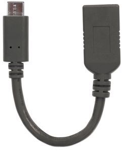 Manhattan USB-kabel USB 3.2 Gen1 (USB 3.0 / USB 3.1 Gen1) USB-C stekker, USB-A bus 0.15 m Zwart Stekker past op beide manieren 355285
